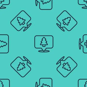 Black line Location of the forest on a map icon isolated seamless pattern on Stock Illustration