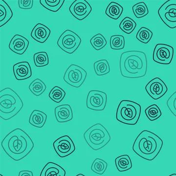 Black line Location with leaf icon isolated seamless pattern on green background Stockillustratie