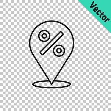 Black line Location with percent discount icon isolated on transparent Ilustración de archivo