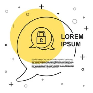 Black line Lock icon isolated on white background. Padlock sign. Security Illustrazione stock
