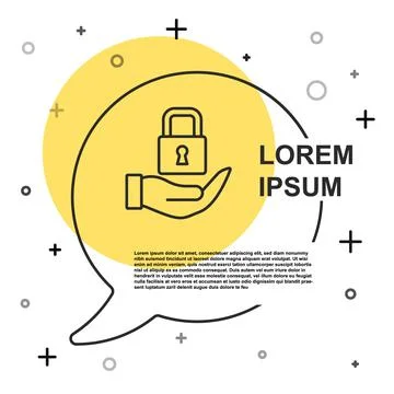 Black line Lock icon isolated on white background. Padlock sign. Security Illustrazione stock
