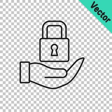 Black line Lock icon isolated on transparent background. Padlock sign. Security Stock Illustration