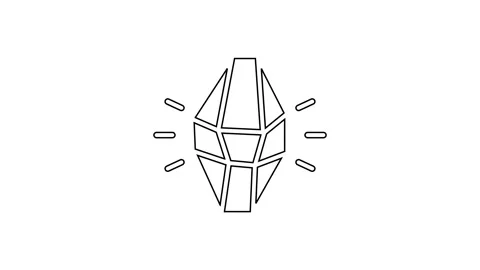 Black line Magic stone icon isolated on white background. Fantasy crystal Video stock 167510469