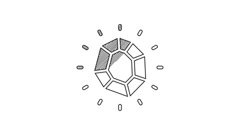 Black line Magic stone icon isolated on white background. Fantasy crystal Video stock 201591456