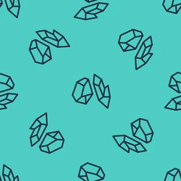 Black line Magic stone icon isolated seamless pattern on green background Stock Illustration