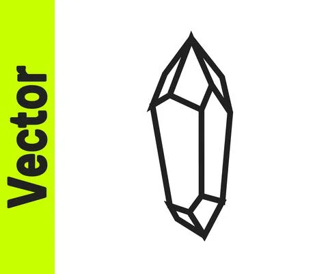 Black line Magic stone icon isolated on white background. Fantasy crystal Stock Illustration