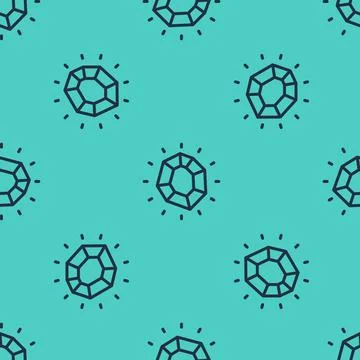 Black line Magic stone icon isolated seamless pattern on green background Stock Illustration