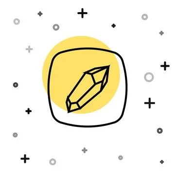 Black line Magic stone icon isolated on white background. Fantasy crystal Stock Illustration