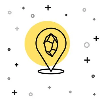Black line Magic stone icon isolated on white background. Fantasy crystal Stock Illustration