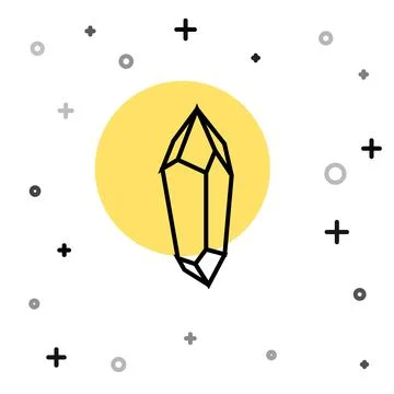 Black line Magic stone icon isolated on white background. Fantasy crystal Illustrazione stock