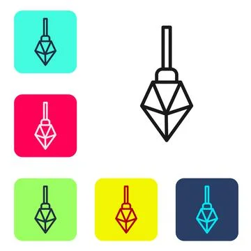 Black line Magic stone icon isolated on white background. Fantasy crystal. Je Stock Illustration