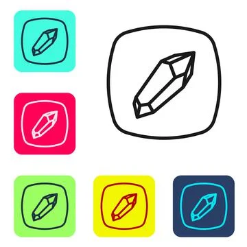 Black line Magic stone icon isolated on white background. Fantasy crystal. Je Illustrazione stock