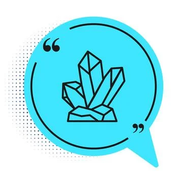 Black line Magic stone icon isolated on white background. Fantasy crystal Stock Illustration
