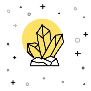 Black line Magic stone icon isolated on white background. Fantasy crystal. .. Stock Illustration