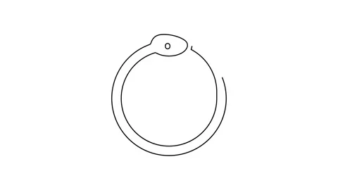 Black line Magic symbol of Ouroboros icon isolated on white background. Snake Stock Footage 148446841