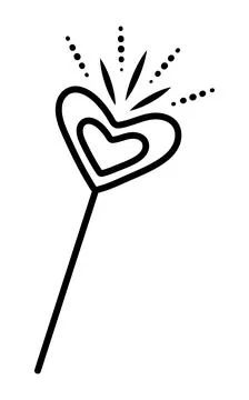 Black line magic wand Stock Illustration