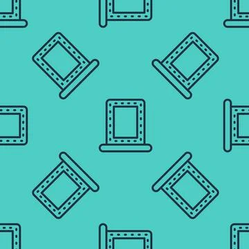 Black line Makeup mirror with lights icon isolated seamless pattern on green  Stock Illustration