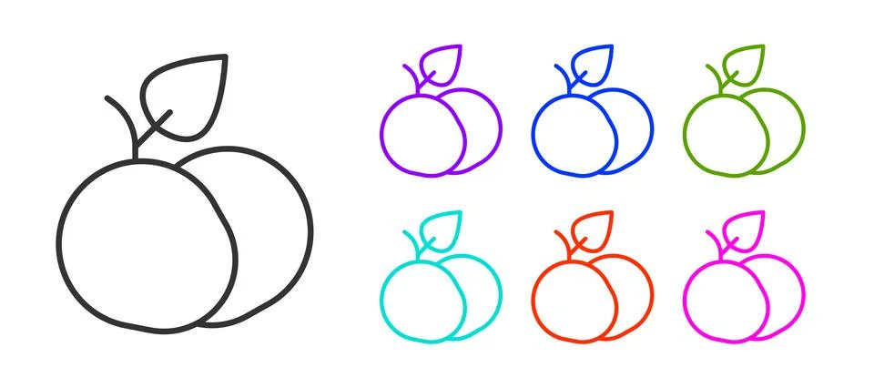 Black line Mango fruit icon isolated on white background. Set icons colorful. Stock Illustration