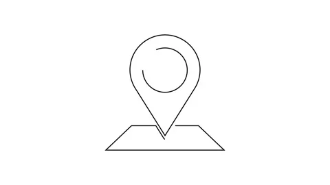 Black line Map pin icon isolated on white background. Navigation, pointer Stock Footage 140689051