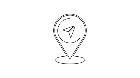 Black line Map pin icon isolated on white background. Navigation, pointer Stock Footage 168136695