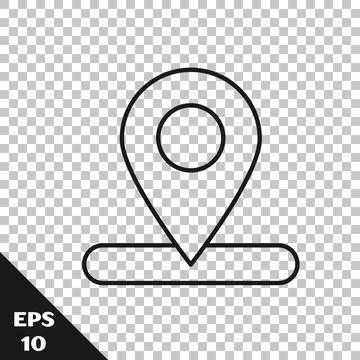 Black line Map pin icon isolated on transparent background. Navigation, pointer Stock Illustration