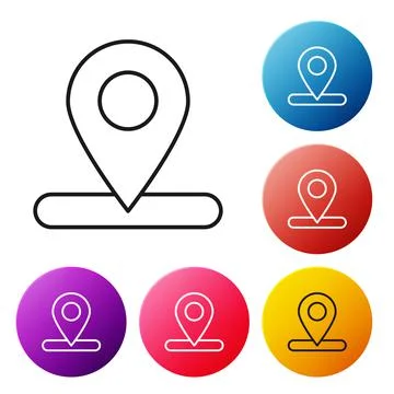Black line Map pin icon isolated on white background. Navigation, pointer Stock Illustration