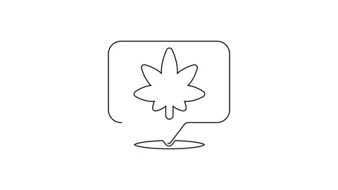 Black line Map pointer and marijuana or cannabis leaf icon isolated on white Stock Footage 160233199