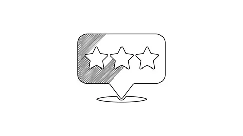 Black line Map pointer with star icon isolated on white background. Star Stock Footage 201456275