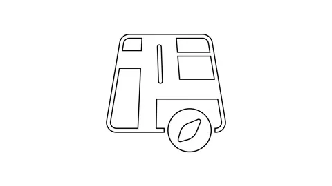 Black line Map pointer with taxi car icon isolated on white background. Location Stock Footage 167506832