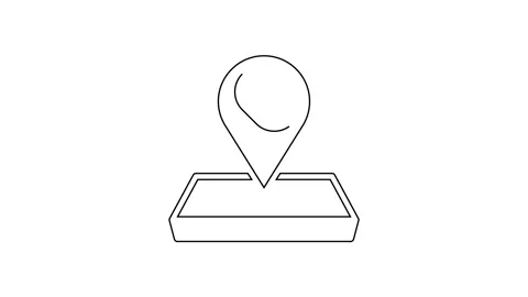 Black line Map pointer with telephone or communication icon isolated on white Video stock 168140422