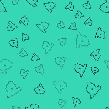 Black line Map of Spain icon isolated seamless pattern on green background Illustrazione stock