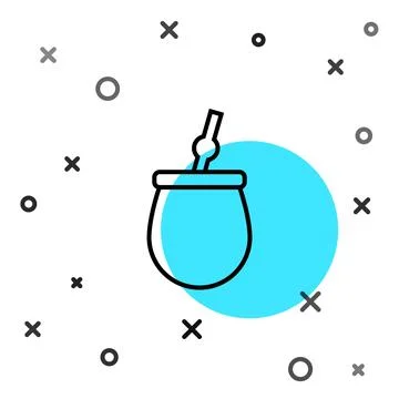 Black line Mate tea icon isolated on white background. Random dynamic shapes Stock Illustration