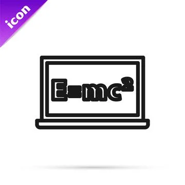 Black line Math system of equation solution on chalkboard icon isolated on white イラスト素材