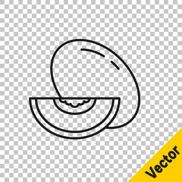 Black line Melon fruit icon isolated on transparent background. Vector Stock Illustration