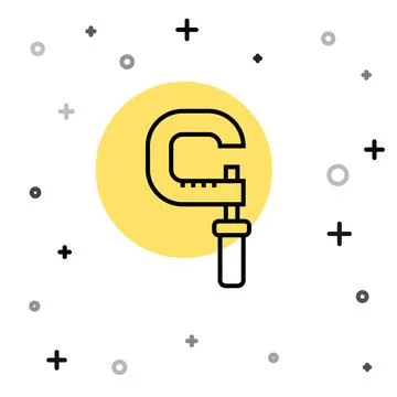 Black line Micrometer icon isolated on white background. Measuring engineer tool Stock Illustration