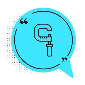 Black line Micrometer icon isolated on white background. Measuring engineer tool Stock Illustration