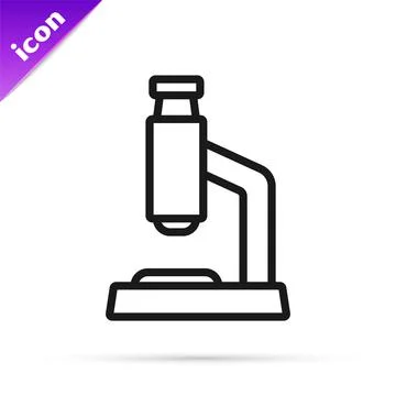 Black line Microscope icon isolated on white background. Chemistry イラスト素材