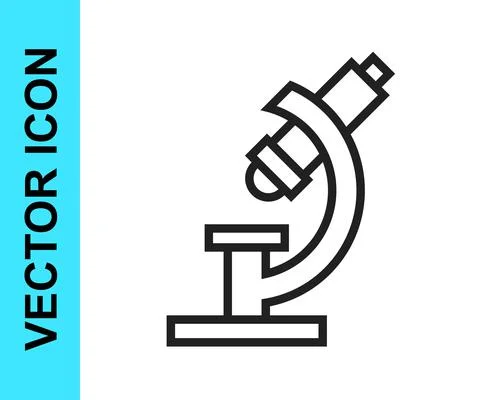 Black line Microscope icon isolated on white background. Chemistry Illustrazione stock