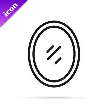 Black line Mirror icon isolated on white background. Vector Stock Illustration