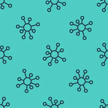 Black line Molecule icon isolated seamless pattern on green background Illustrazione stock