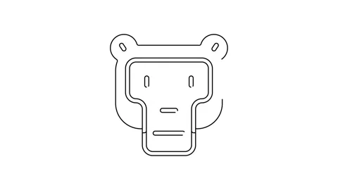 Black line Monkey icon isolated on white background. Animal symbol. 4K Video Stock Footage 144504923