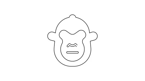 Black line Monkey icon isolated on white background. Animal symbol. 4K Video Stock Footage 159323020
