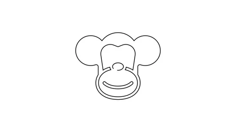 Black line Monkey icon isolated on white background. Animal symbol. 4K Video Stock Footage 159323082