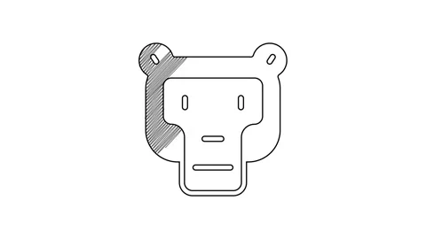 Black line Monkey icon isolated on white background. Animal symbol. 4K Video Stock Footage 201518139