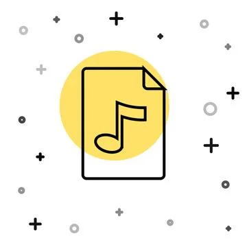 Black line MP3 file document. Download mp3 button icon isolated on white ba.. Stockillustratie