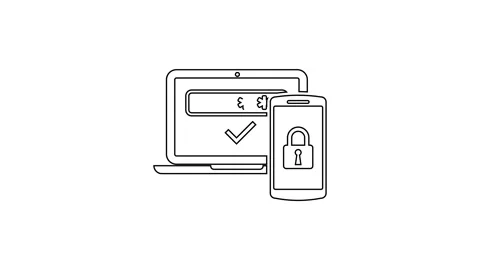 Black line Multi factor, two steps authentication icon isolated on white Stock Footage 160223312