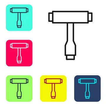 Black line Multi-Function All-In-One portable skate tool T-tool for skateboard Stock Illustration