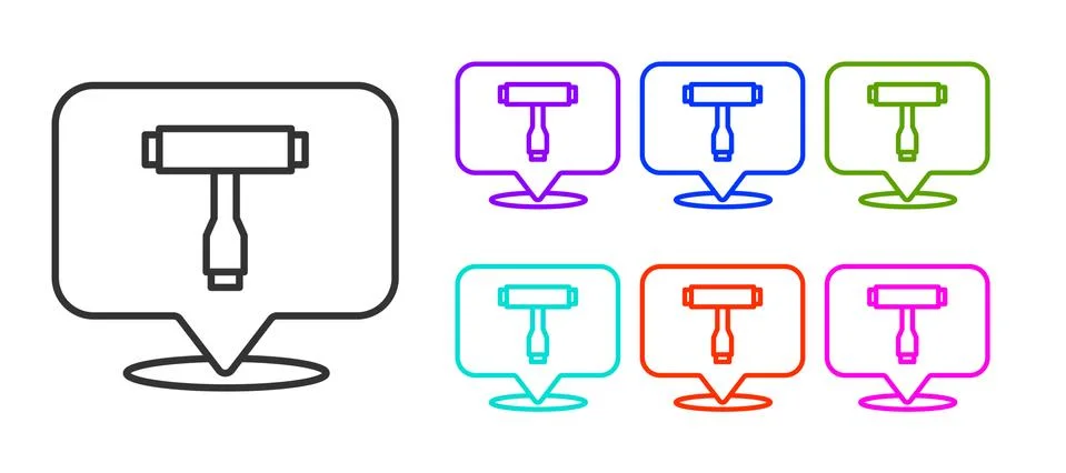 Black line Multi-Function All-In-One portable skate tool T-tool for skateboard Stock Illustration