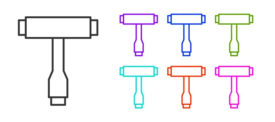 Black line Multi-Function All-In-One portable skate tool T-tool for skateboar Stock Illustration