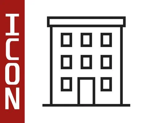 Black line Multi storey building icon isolated on white background. Vector Ilustración de archivo